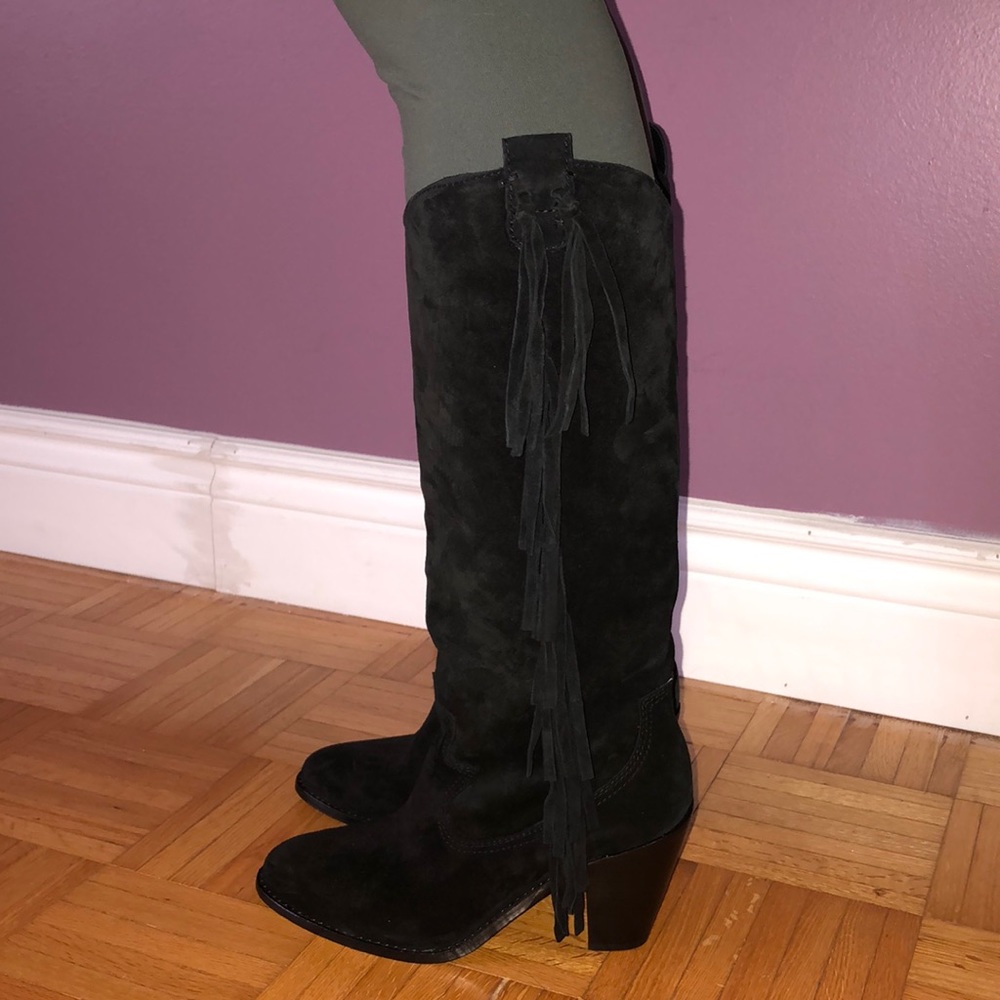 ASH black suede fringe boots